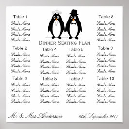 Penguins Hochzeitsessen - Sitzplan Poster