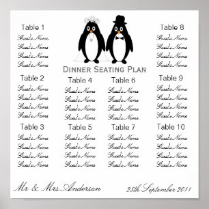 Penguins Hochzeitsessen - Sitzplan Poster