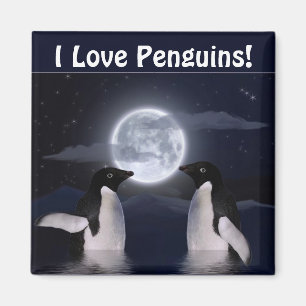 PENGUINS & LUNE Amateur de faune sauvage Magnet d'
