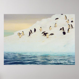 Penguins On Ice, print Poster
