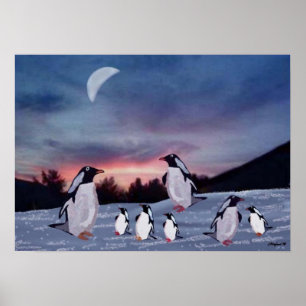 Penguins on Ice Print Poster