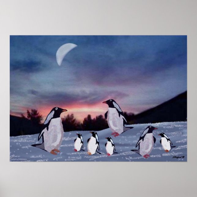 Penguins on Ice Print Poster (Vorne)