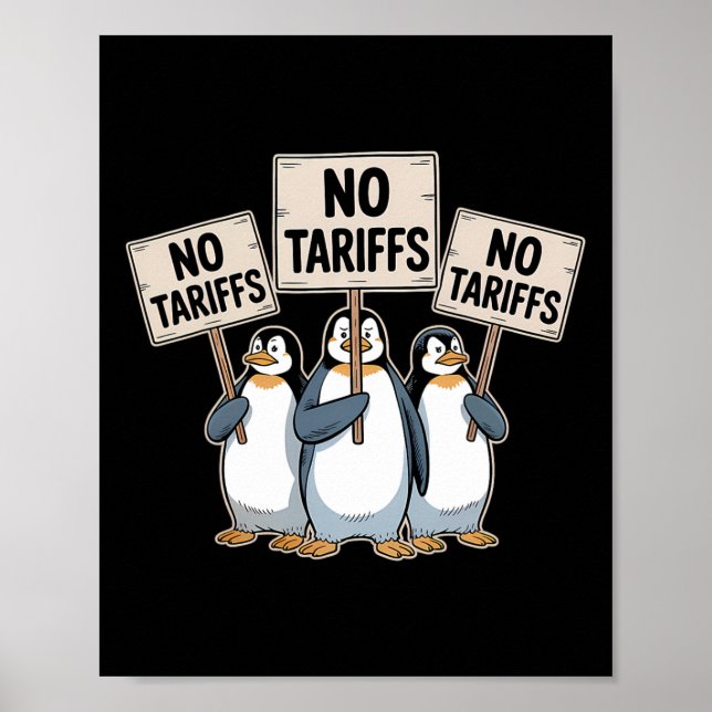 Penguins Protest Against Trump Tariffs Funny Pengu Poster (Vorne)