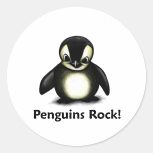 Penguins Rock! Runder Aufkleber