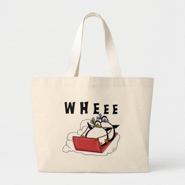 Penguins Rodeln Tshirts und Geschenke Jumbo Stoffbeutel (Vorne)