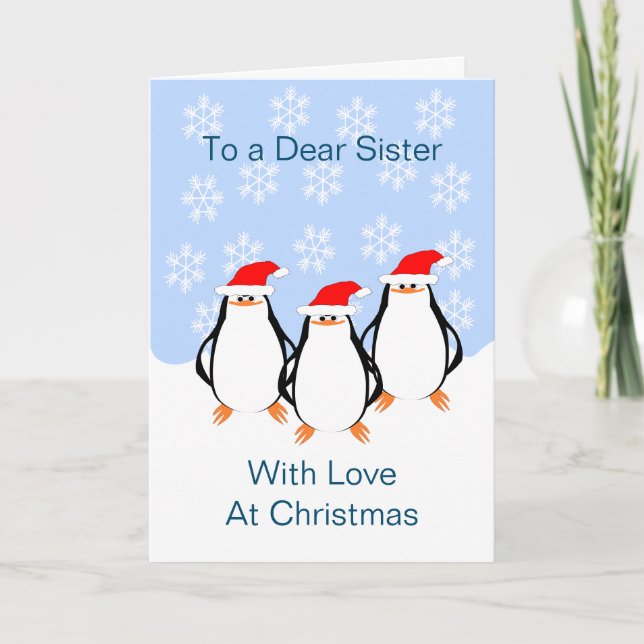 Penguins Schwester Weihnachtskarte Feiertagskarte (Vorderseite)