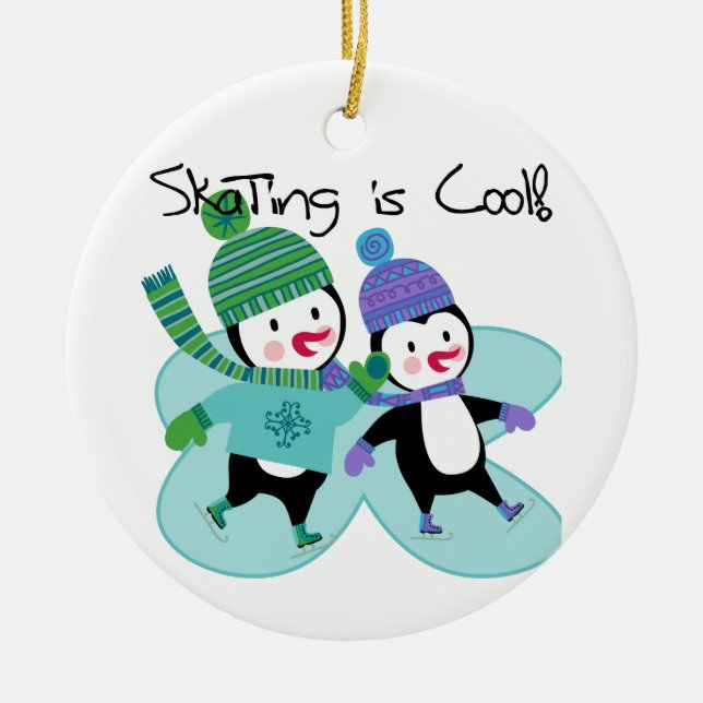 Penguins-Skaten ist cool Keramik Ornament (Vorne)