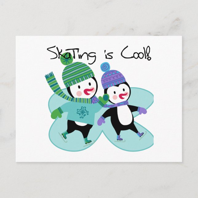 Penguins-Skaten ist cool Postkarte (Vorderseite)