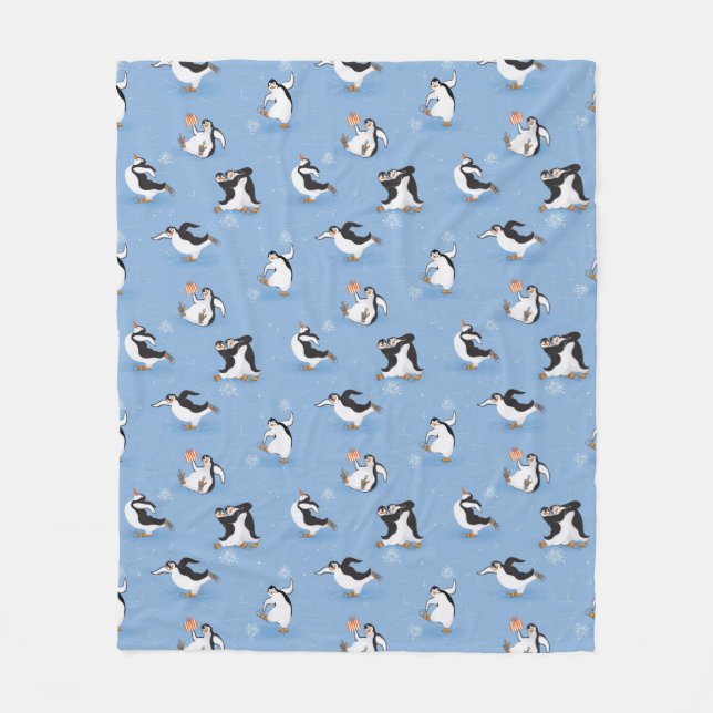 Penguins-Skatenmuster Fleecedecke (Vorderseite)