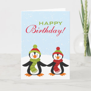 Penguins Winter Wonderland Carte de voeux d'annive