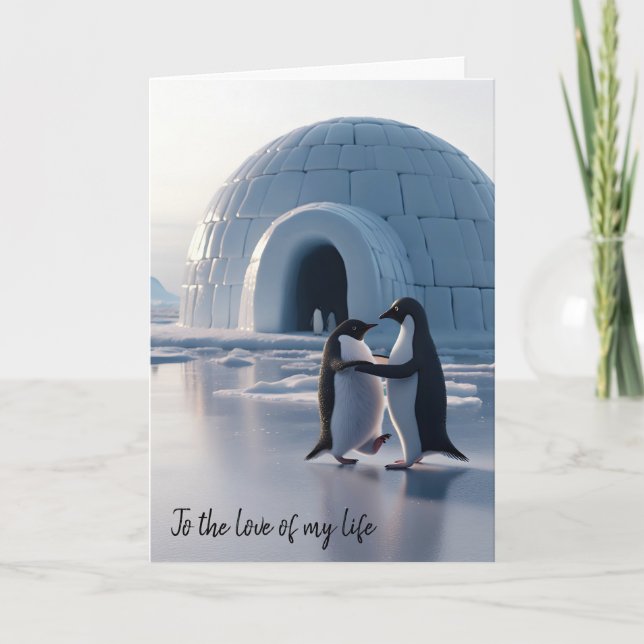 Penguins zum Jahrestag langsames Tanzen Karte (Vorderseite)