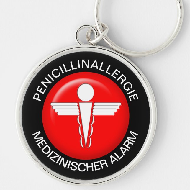 PENICILLINALLERGI Medical Alert - Button Schlüssel Schlüsselanhänger (Vorne)