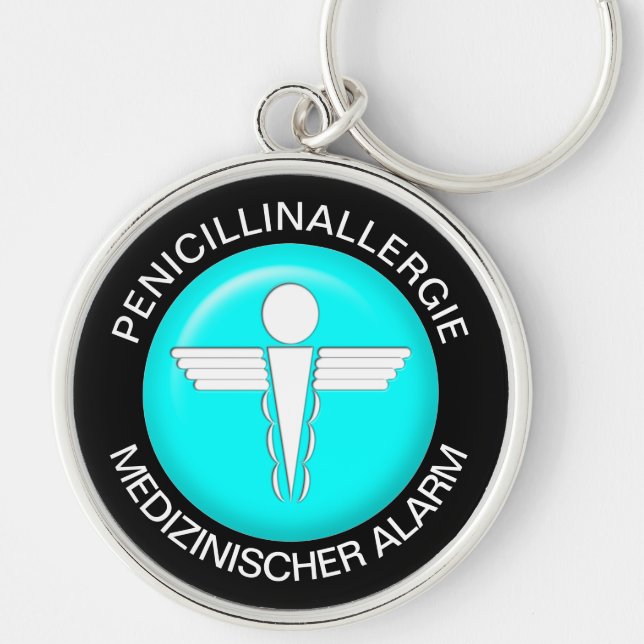 PENICILLINALLERGI Medical Alert - Button Schlüssel Schlüsselanhänger (Vorne)