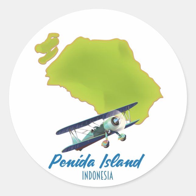 Penida-Inselkarte Runder Aufkleber (Vorderseite)