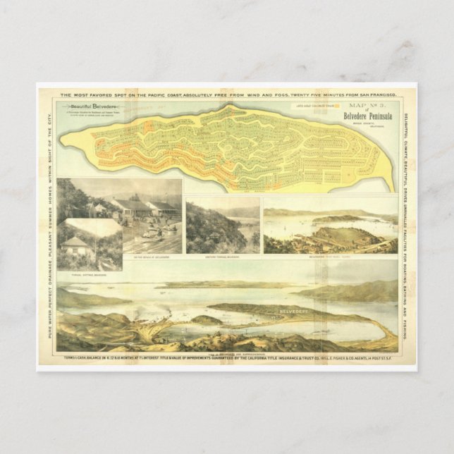 Peninsula Belvedere, Landkreis Marin, ca. 1890.  Postkarte (Vorderseite)