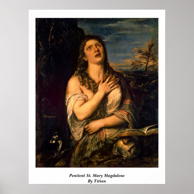 Penitent St. Mary Magdalene von Tizian Poster (Vorne)
