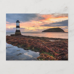Penmon Lighthouse Sunrise   Puffsinsel Postkarte