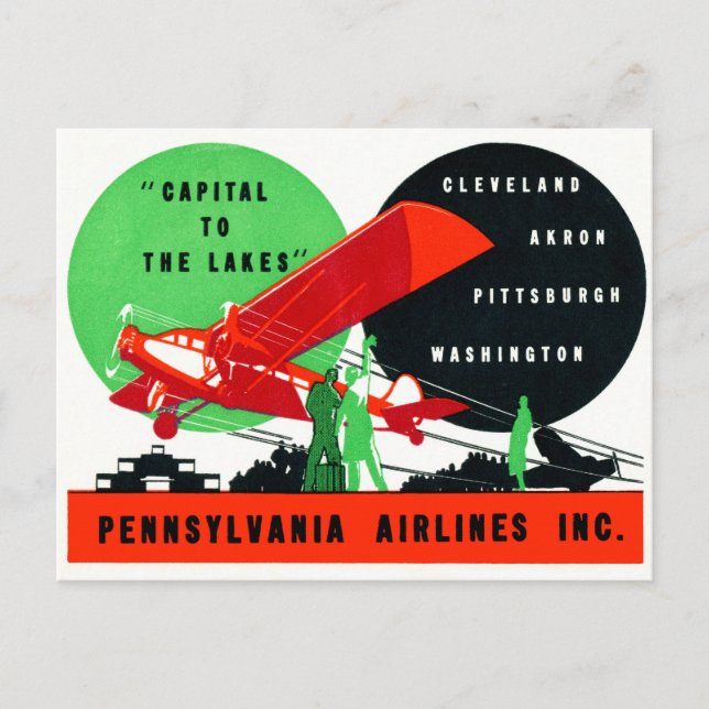 Penn Airlines-Poster 1930 Postkarte (Vorderseite)