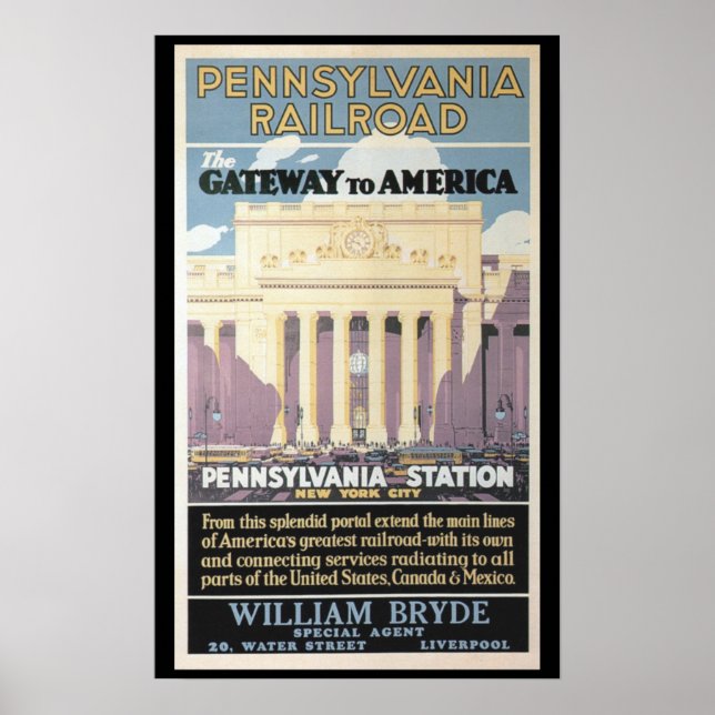 Penn Station, Gateway to America 1929 Poster Print (Vorne)