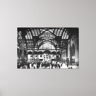 Penn Station New York City 1910 (Schwarzweiss) Leinwanddruck