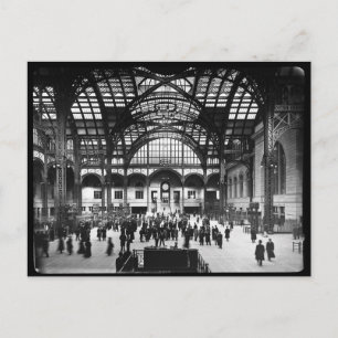 Penn Station NYC 1910 Magisches Laternenbild Postkarte