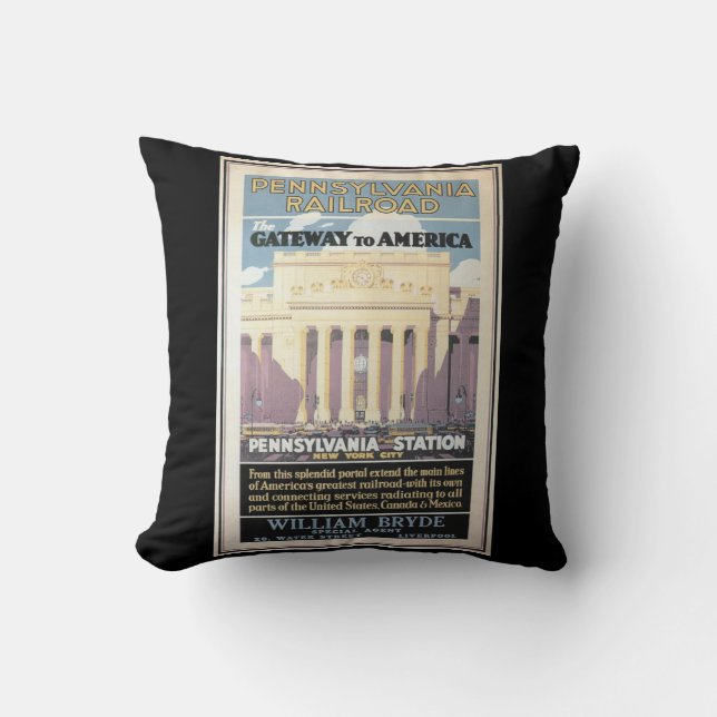 Penn Station, Zugang nach Amerika 1929 Kissen (Vorderseite)