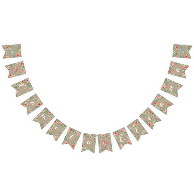 Pennant Rose Baby Girl Name BOHO Kinderzimmer Room Wimpelkette (Alle)