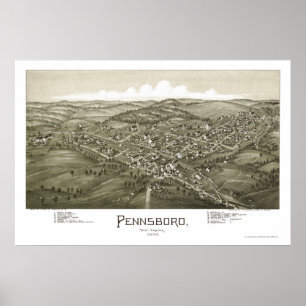 Pennsboro, WV Panorama Karte - 1899 Poster
