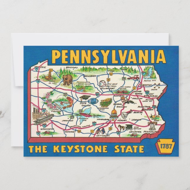 Pennsylvania 11x14 Map Jigsaw Puzzle Dankeskarte (Vorderseite)