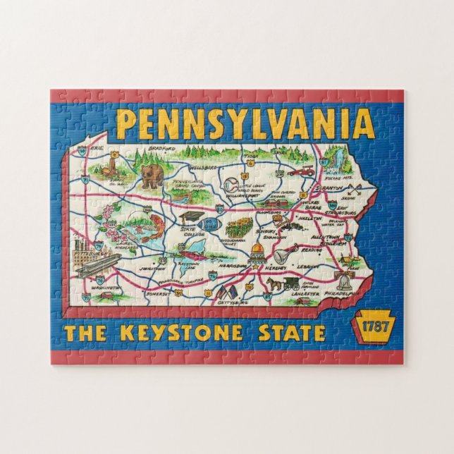 Pennsylvania 11x14 Mappa-Puzzle (Horizontal)
