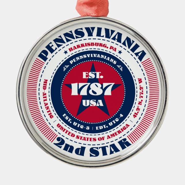 Pennsylvania 2. Staat Ornament Aus Metall (Vorne)
