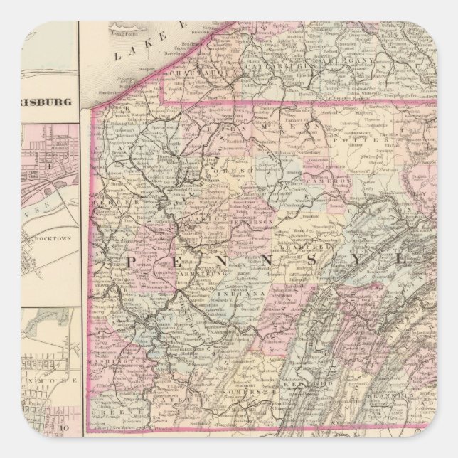 Pennsylvania 4 quadratischer aufkleber (Vorderseite)