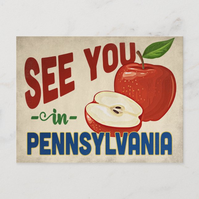 Pennsylvania Apple - Vintage Travel Postkarte (Vorderseite)