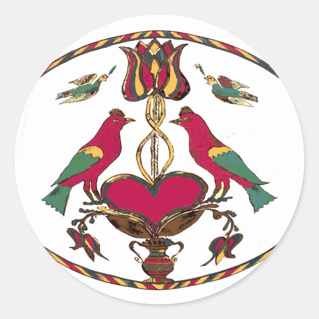 Pennsylvania Birds Hex Sign Runder Aufkleber (Vorderseite)