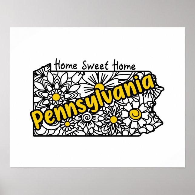 Pennsylvania Doodle Blume Silhouette Poster (Vorne)