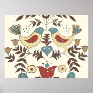 Pennsylvania Dutch Amish Hex Sign Bird Americana Poster
