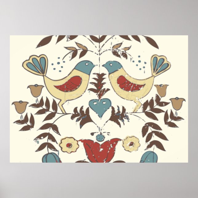 Pennsylvania Dutch Amish Hex Sign Bird Americana Poster (Vorne)