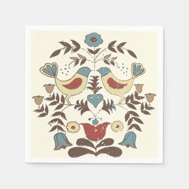 Pennsylvania Dutch Amish Hex Sign Bird Americana Serviette (Vorderseite)