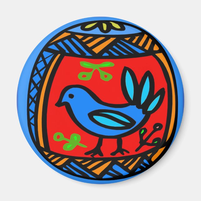 Pennsylvania Dutch Hex Sign Blue Bird Magnet (Vorne)