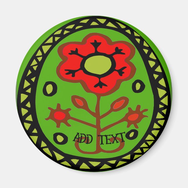 Pennsylvania Dutch Hex Sign Red Blumen Magnet (Vorne)