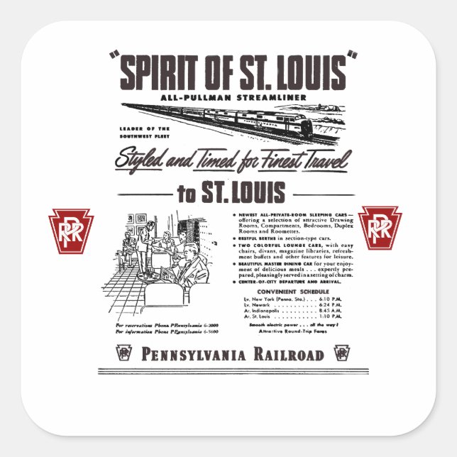 pennsylvania Eisenbahn Geist von Saint. louis Quadratischer Aufkleber (Vorderseite)