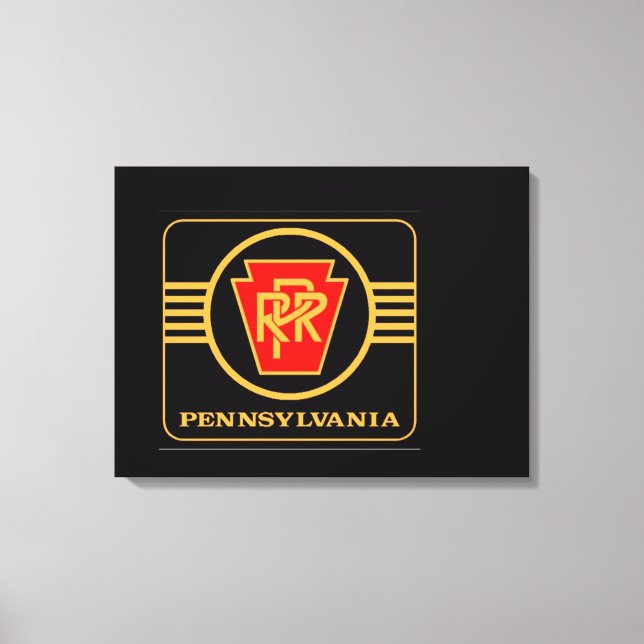 Pennsylvania Eisenbahn-Logo, Schwarz & Gold Leinwanddruck (Vorderseite)