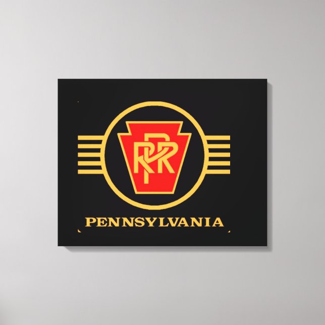 Pennsylvania Eisenbahn-Logo, Schwarz & Gold Leinwanddruck (Vorderseite)