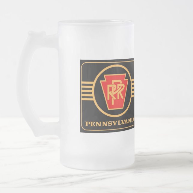 Pennsylvania Eisenbahn-Logo, Schwarz & Gold  Mattglas Bierglas (Links)