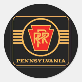 Pennsylvania Eisenbahn-Logo, Schwarz & Gold Runder Aufkleber