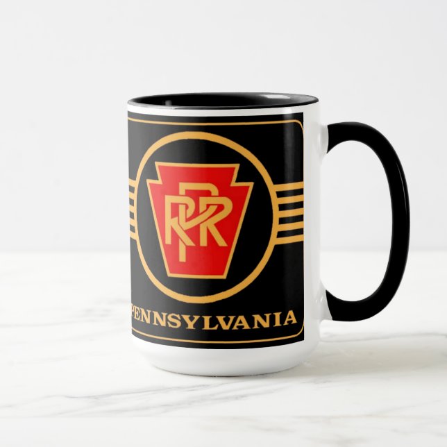 Pennsylvania Eisenbahn-Logo, Schwarz & Gold  Tasse (Rechts)