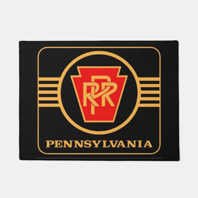Pennsylvania Eisenbahn-Logo, Schwarz und Gold Door Fußmatte (Vorderseite)