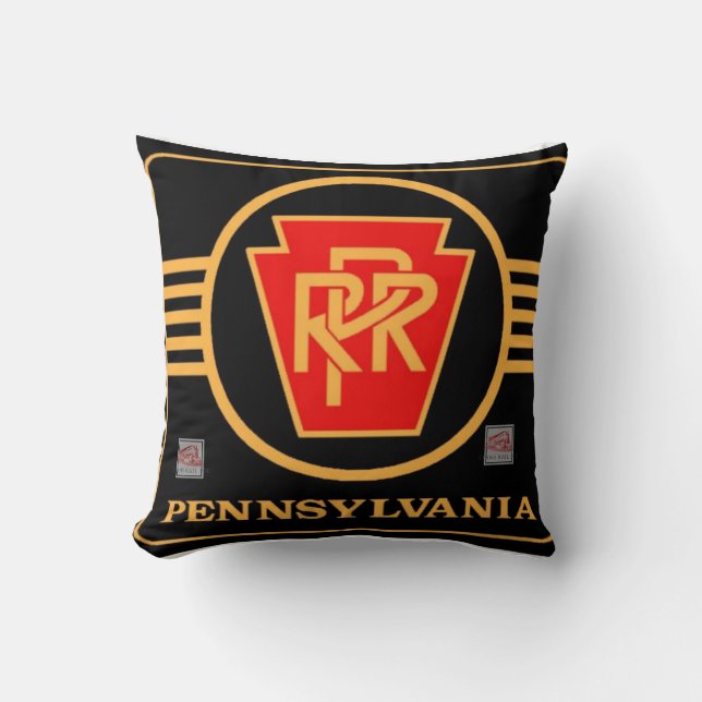 Pennsylvania Eisenbahn-Logo schwarz und gold  Kissen (Vorderseite)