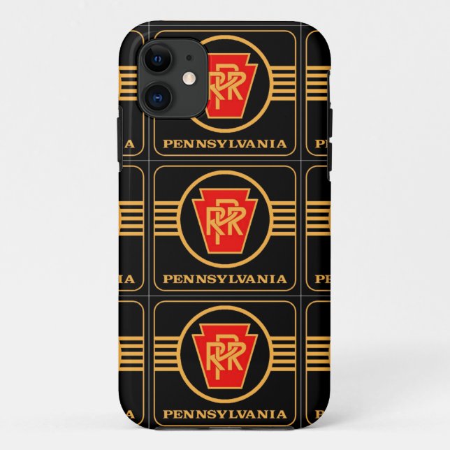 Pennsylvania-Eisenbahn-Logo, Schwarzes u. Gold Case-Mate iPhone Hülle (Rückseite)