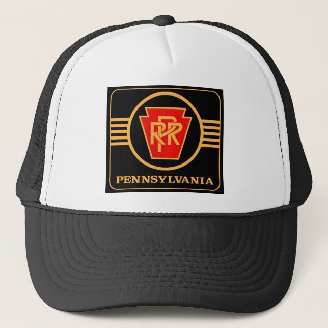 Pennsylvania-Eisenbahn-Logo, Schwarzes u. Gold Truckerkappe (Vorderseite)